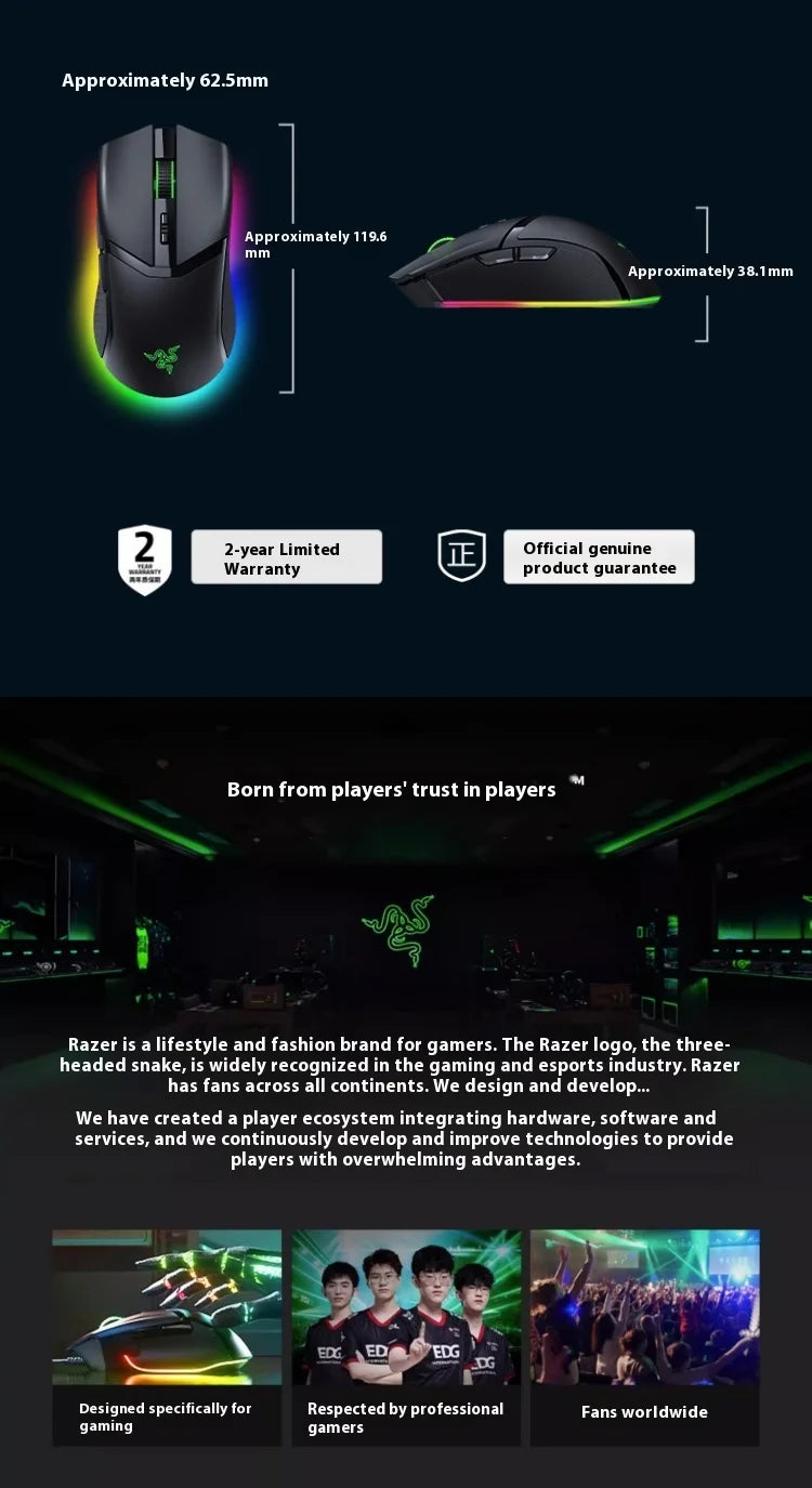 Razer Cobra Series Professional Edition Colorful Esports Small Hand Poison Viper Mini Wireless Mouse