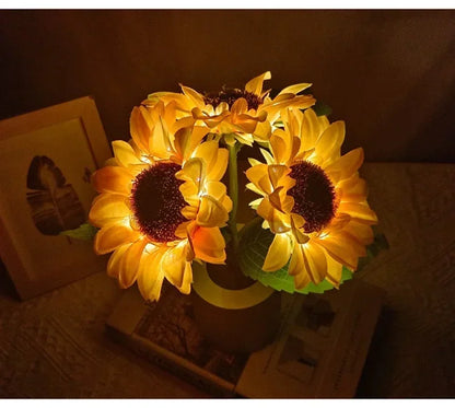 3 LED Night Light Rechargeable Sunflower Lights Interior Lighting Bedroom Bedside Desktop Decoration Table Lamp Night Lamps