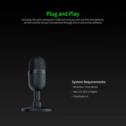 Razer Seiren Mini USB Condenser Microphone Ultra-compact Streaming Microphone with Super cardioid Pickup Pattern