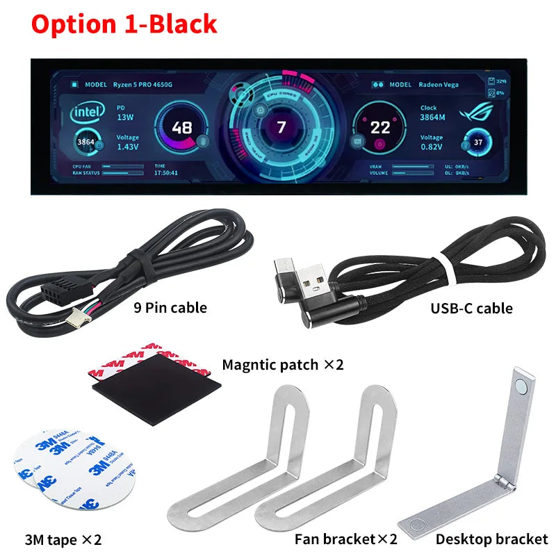 8.8 Inch IPS USB Secondary Screen Type-C PH Interface Turing Smart Screen CPU GPU RAM Computer Monitor Use TURZX Software