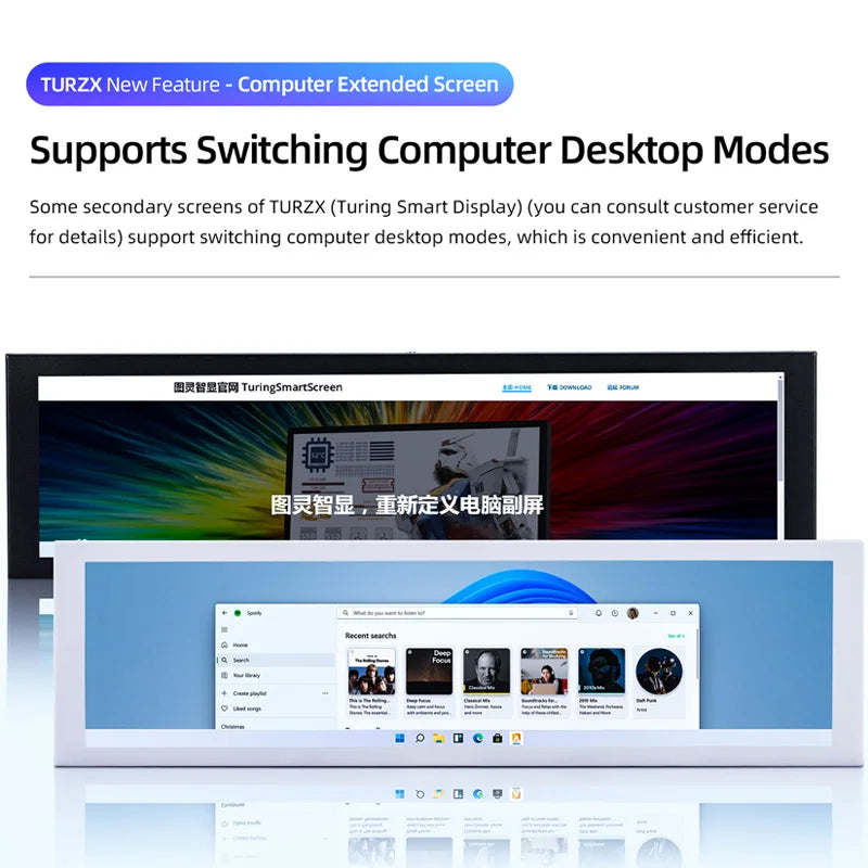 8.8 Inch IPS USB Secondary Screen Type-C PH Interface Turing Smart Screen CPU GPU RAM Computer Monitor Use TURZX Software