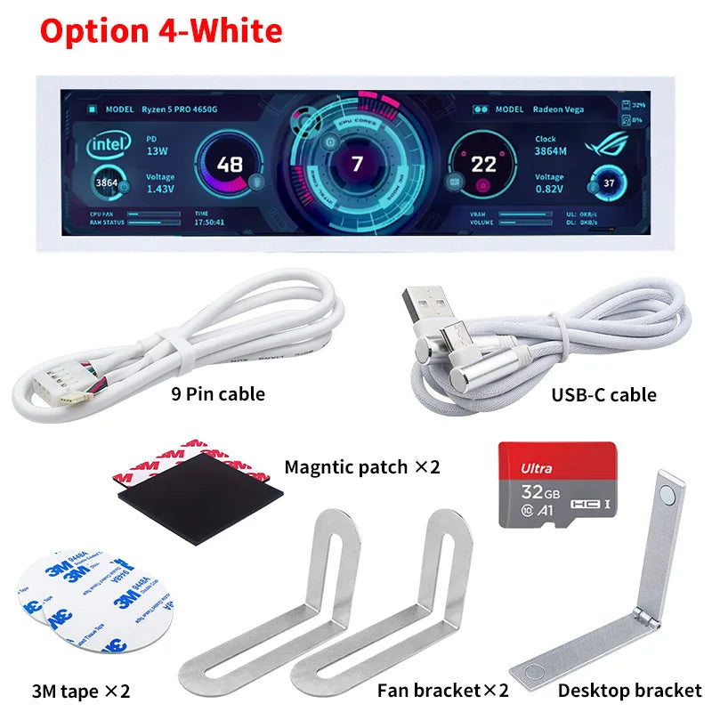 8.8 Inch IPS USB Secondary Screen Type-C PH Interface Turing Smart Screen CPU GPU RAM Computer Monitor Use TURZX Software